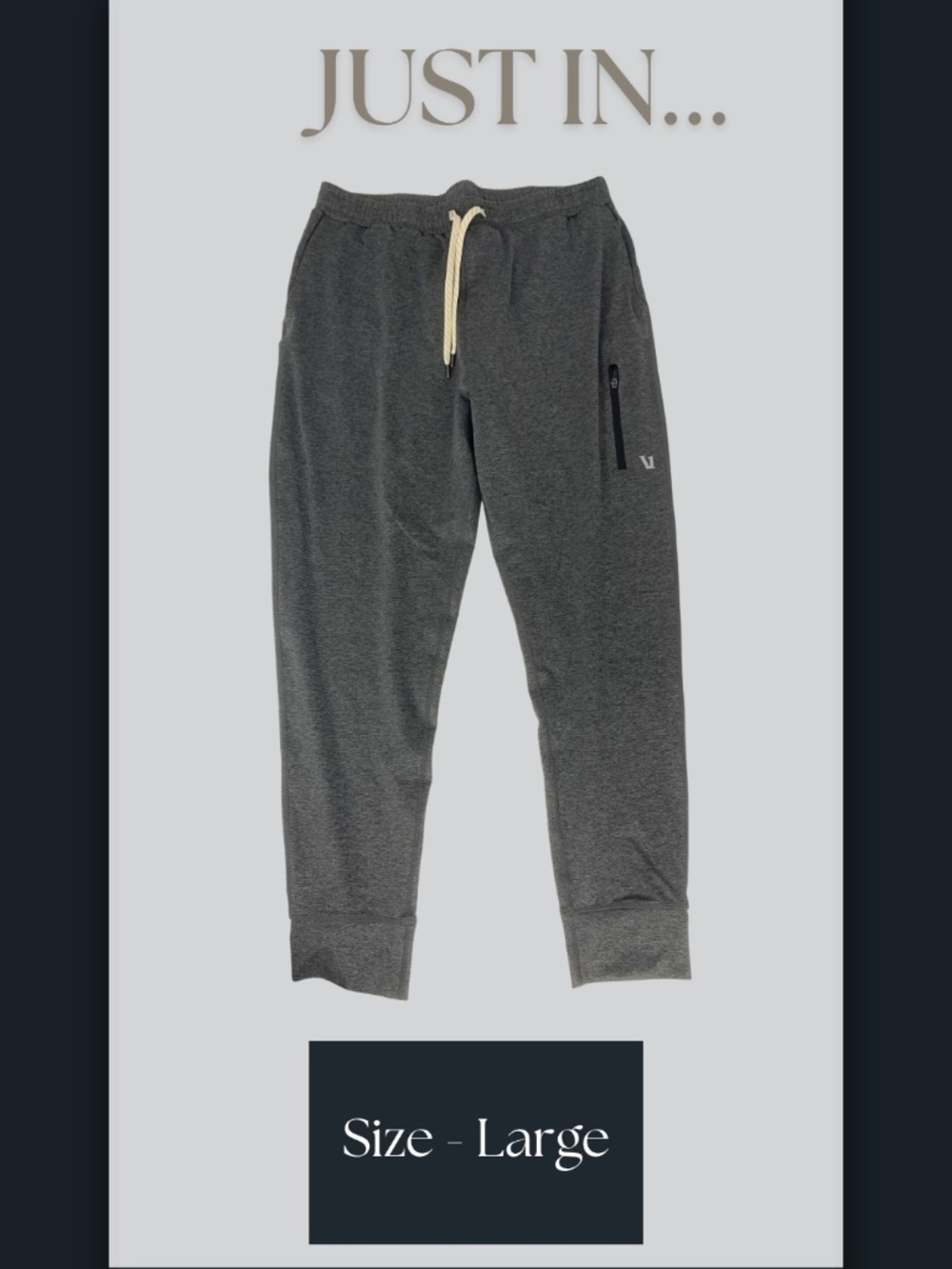Vuori Ponto Performance Jogger Men's Gray L Preppy Activewear Athleisure